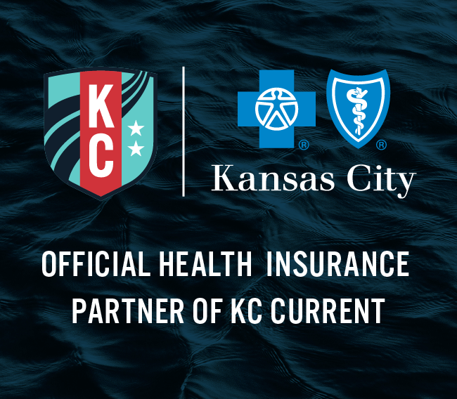 KC Current logo and Blue Cross Blue Shield of Kansas Logo